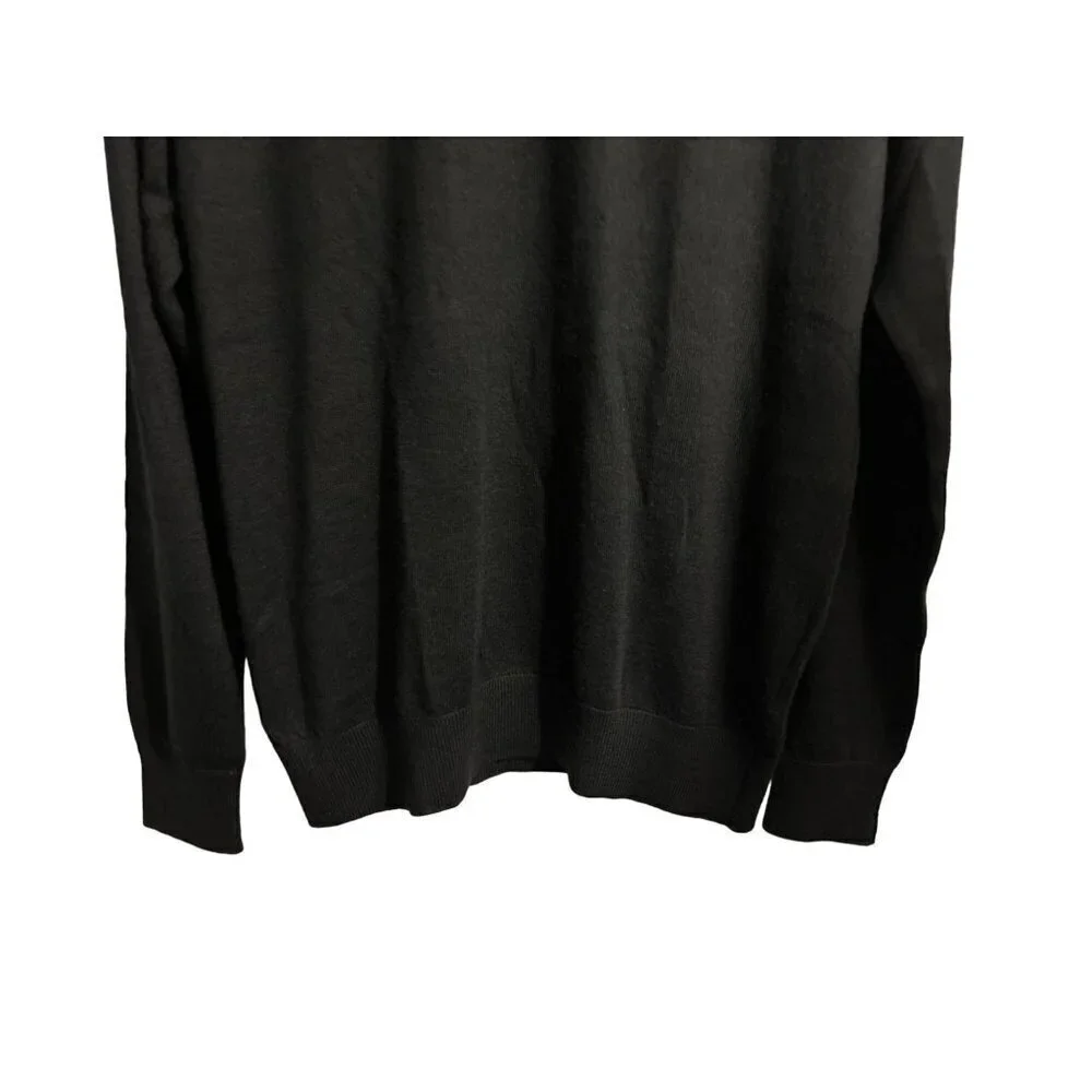 Allen Solly Knitted V-Neck Sweater Wool Blend Pullover in Black Long Sleeve Size